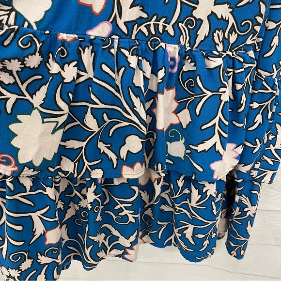 Knox Rose Blue Floral V Neck Wrap Tiered Hem Long Dress - Picture 9 of 13